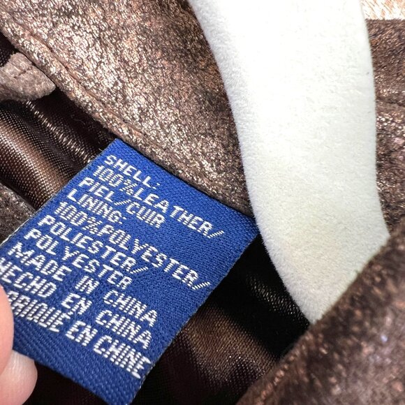 Roper Vintage Leather Jacket Brown Bronze Metallic Full Zip Size Small - Picture 15 of 16